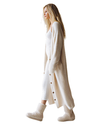 Long buttoned knit cardigan